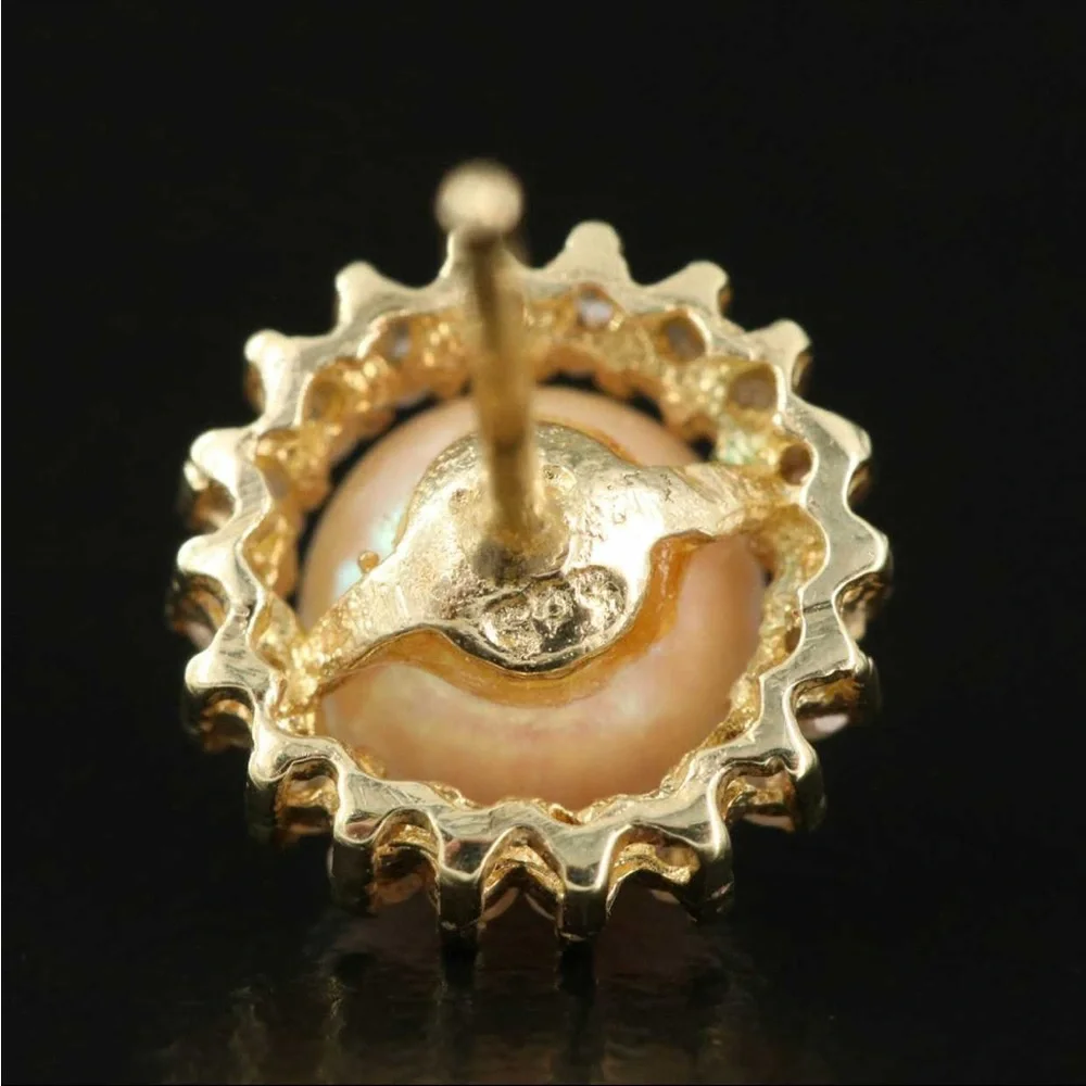 Pearl and Diamond Earrings - Picture 4 of 4